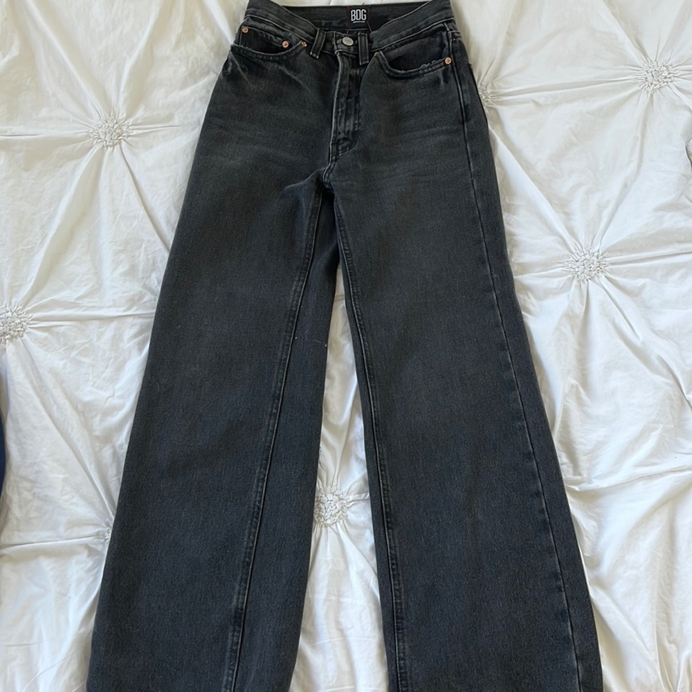 Black High + Wide High Rise BDG Jeans